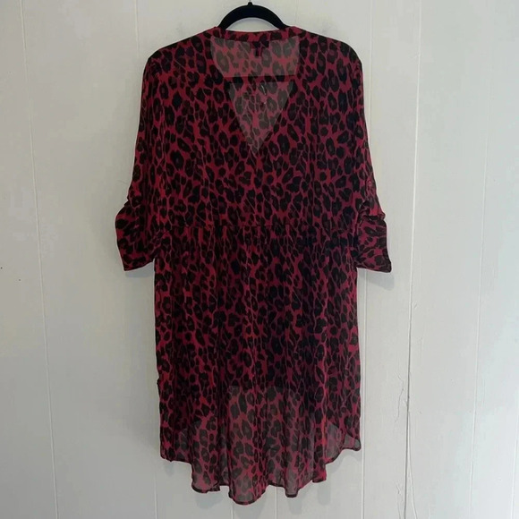 NWT Torrid 0 Lexi Red Leopard Print Chiffon Tunic - Picture 2 of 5